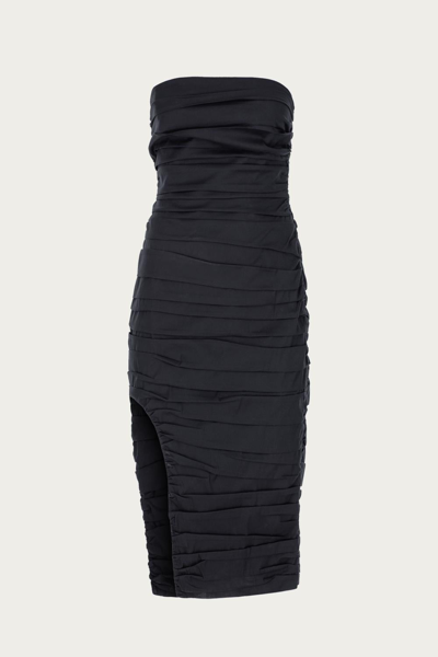Shop Zeynep Arcay Strapless Ruched Midi Dress In Black