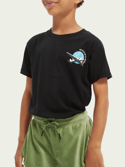 Shop Scotch & Soda Skate-fit Short-sleeved T-shirt In Black