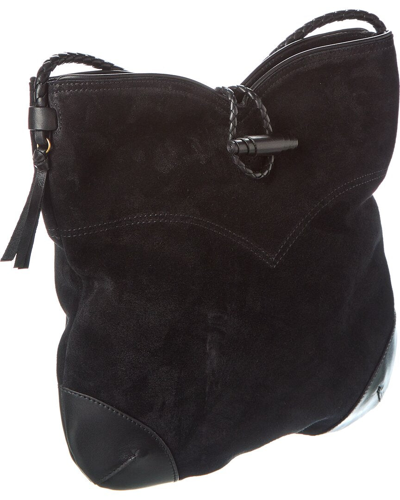 Shop Isabel Marant Tyag Suede Shoulder Bag In Black