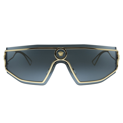 Shop Versace Ve 2226 100287 Unisex Shield Sunglasses In Gold