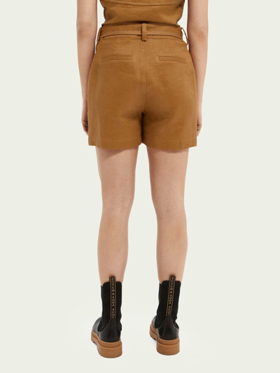 Shop Scotch & Soda Cotton & Linen-blend Utility Shorts In Beige