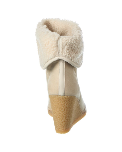 Shop Isabel Marant Totam Shearling Bootie In White