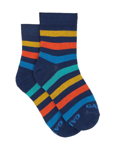 Shop Gallo Multicolored Striped Socks In Blu