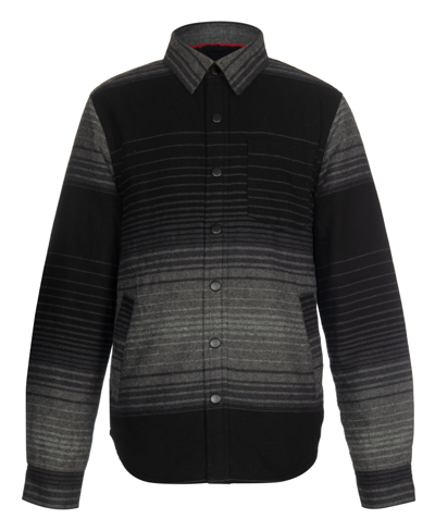 Shop Univibe Big Boys Corning Sherpa Lined Striped Flannel Shirt Jacket In Black