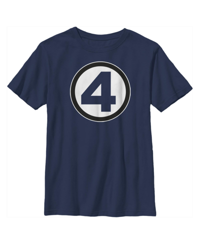 Shop Marvel Boy's : Fantastic Four Classic Logo Child T-shirt In Navy Blue