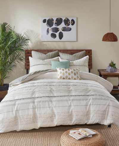 Shop Ink+ivy Nea Boho Stripe Cotton 3-pc. Duvet Cover Set, King/california King In Multi