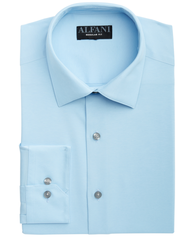 Shop Alfani Men's Regular Fit Solid Dress Shirt, Created For Macy's In Light Blue