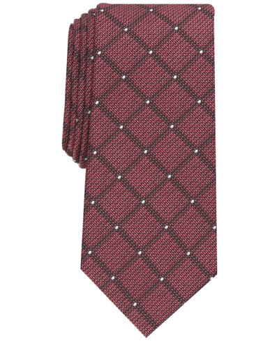 Shop Alfani Men's Slim Dot Grid Tie, Created For Macy's In Red