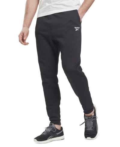 Shop Reebok Men's Identity Classic Fleece Drawstring-waist Logo Jogger Pants In Black