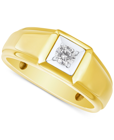 Shop Grown With Love Men's Lab Grown Diamond Solitaire Ring (1/4 Ct. T.w.) In 10k Gold & White Gold