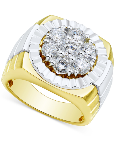 Shop Grown With Love Men's Lab Grown Diamond Cluster Ring (2 Ct. T.w.) In 10k Two-tone Gold