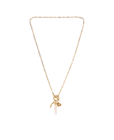 Shop Charged Stone Pendant Charm Necklace In Rose Quartz