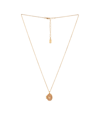 Charged Stone Locket Necklace In Rose Quartz