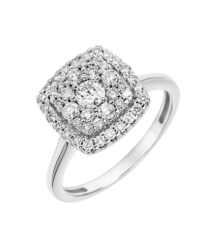 Macy's Diamond Cushion Cushion Cluster Engagement Ring (3/4 Ct. T.w.) In 14k White Gold In White Gold