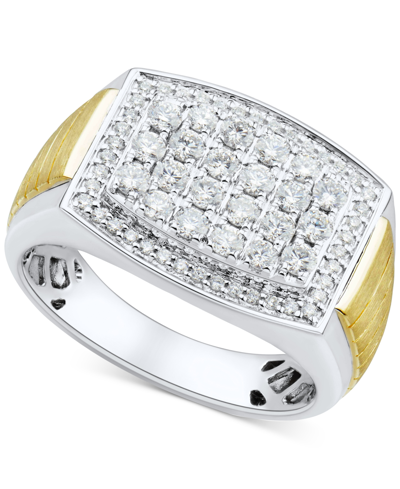 Grown With Love Men's Lab Grown Diamond Cluster Ring (1 Ct. T.w.) In 10k Two-tone Gold In Two-tone