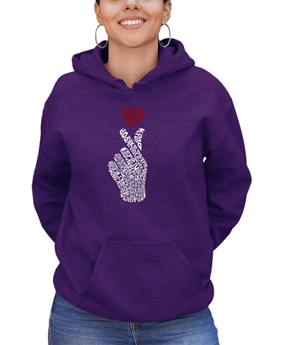 Shop La Pop Art Women's K-pop Word Art Hooded Sweatshirt In Purple