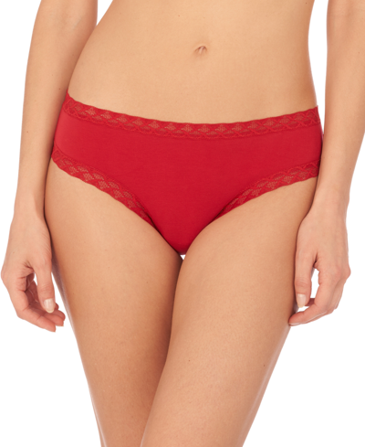 Shop Natori Bliss Lace-trim Cotton Brief Underwear 156058 In Strawberry