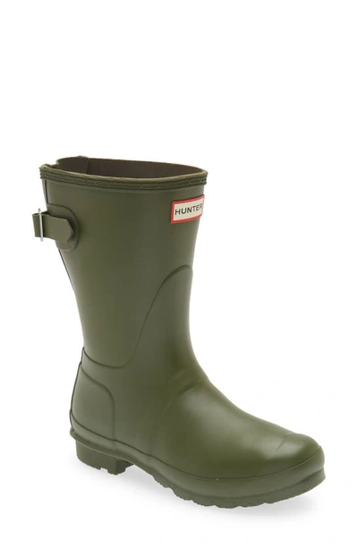 Shop Hunter Original Short Back Adjustable Rain Boot In Ismarken Olive