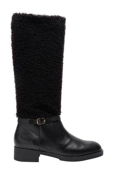 Shop Andre Assous Binni Knee High Faux Shearling Weather Resistant Boot In Black