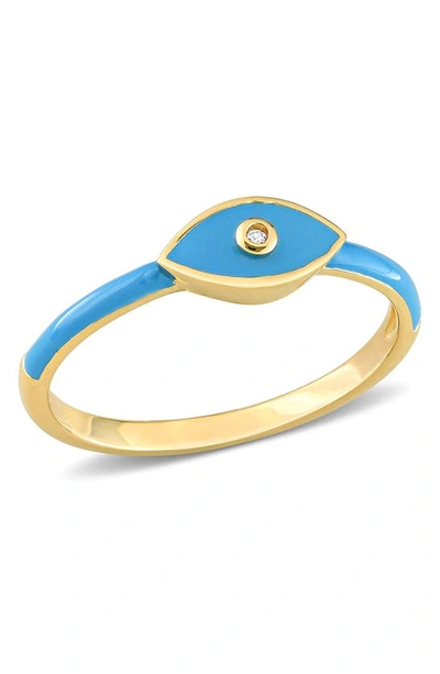 Shop Delmar Sterling Silver & Created White Sapphire Evil Eye Ring In Blue