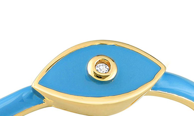 Delmar Sterling Silver & Created White Sapphire Evil Eye Ring In Blue