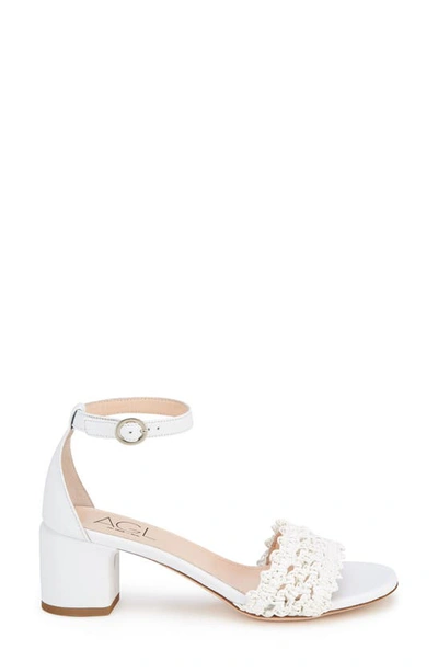 Shop Agl Attilio Giusti Leombruni Crochet Ankle Strap Sandal In White-white