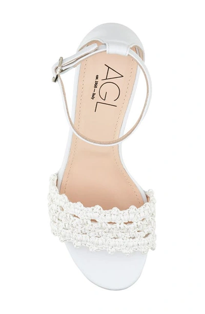 Shop Agl Attilio Giusti Leombruni Crochet Ankle Strap Sandal In White-white