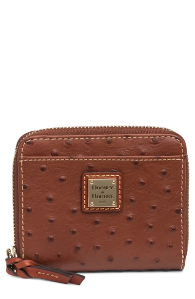 Shop Dooney & Bourke Leather Zip Wallet In Cognac