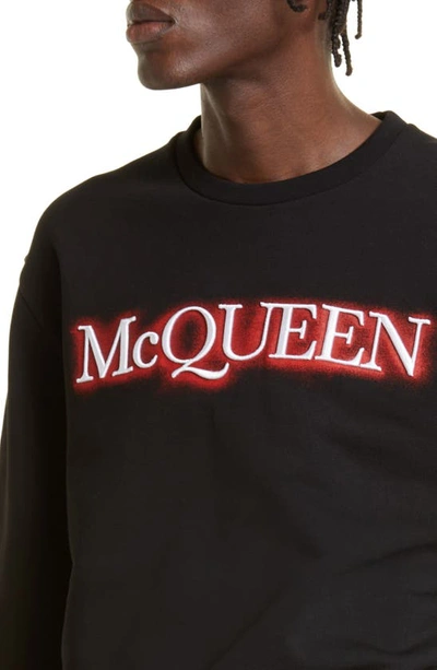 Shop Alexander Mcqueen Spray Paint Logo Cotton Graphic Sweatshirt In Black/ Mix