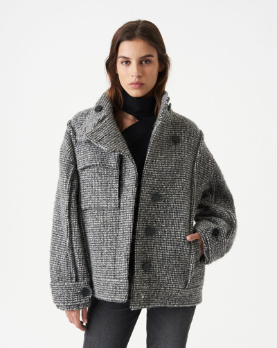 Shop Iro Kachil Tweed Coat In Mixed Grey
