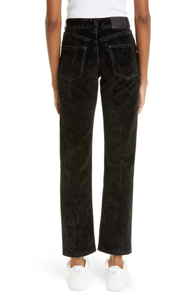 Stella Mccartney Velvet Denim Long Sleeve Jumpsuit In 1082 Washed Black