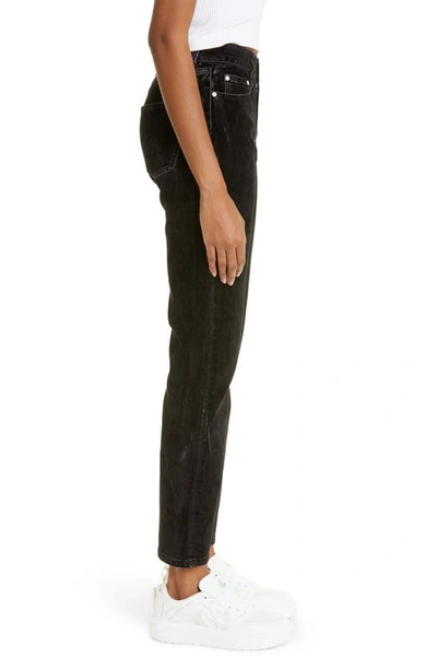 Stella Mccartney Velvet Denim Long Sleeve Jumpsuit In 1082 Washed Black