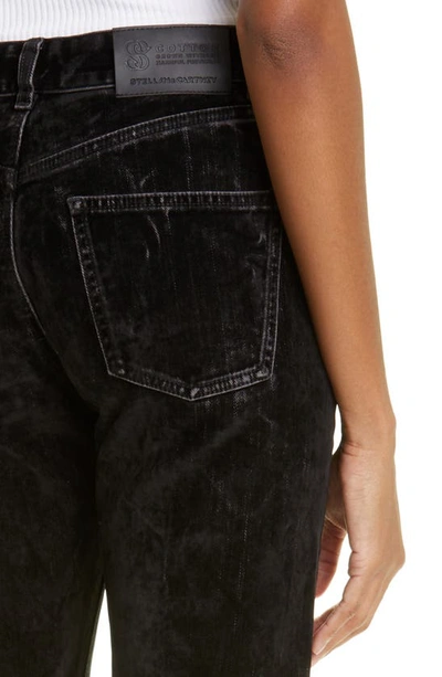 Stella Mccartney Velvet Denim Long Sleeve Jumpsuit In 1082 Washed Black