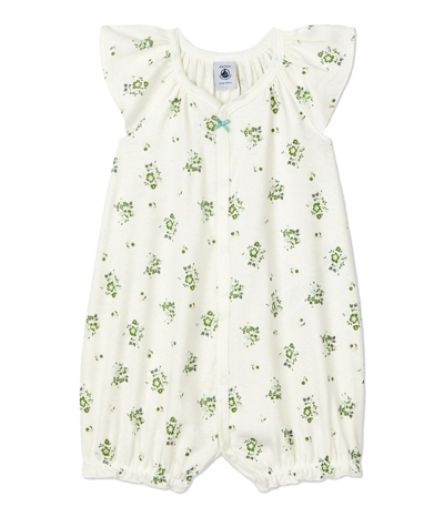 Petit Bateau Romper With Front Opening In Bianco