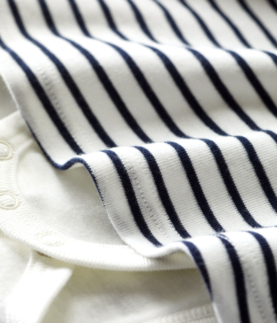 Petit Bateau Striped Dress Cream In Bianco