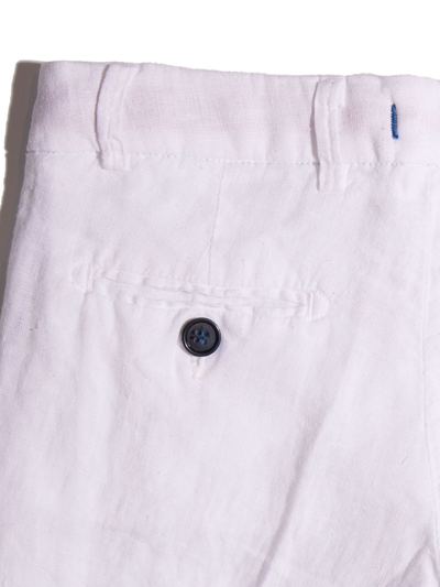 Siola White Linen Bermuda In Bianco