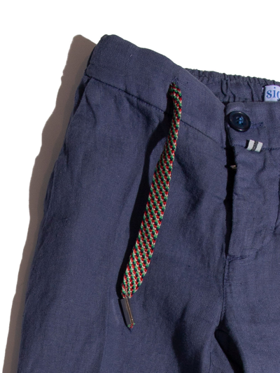 Siola Blue Linen Trousers In Blu