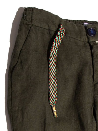 Siola Green Linen Trousers In Verde