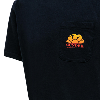 Sundek Blue T-shirt With Orange Maxi Logo In Blu