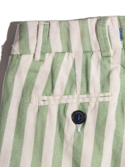Siola Striped Linen Bermuda In Verde