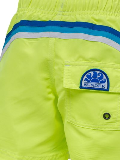 Sundek Fluo Yellow Boxer Swimsuit With Blue Logo In Giallo