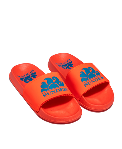 Sundek Orange Slippers With Blue Logo In Arancio | ModeSens