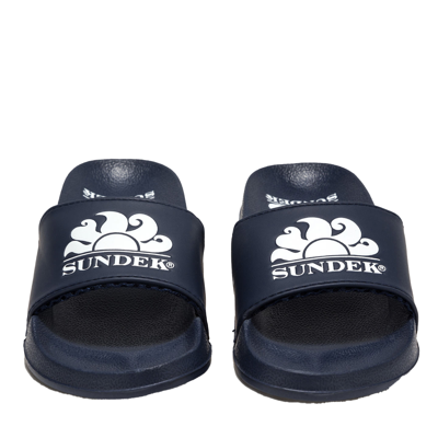 Shop Sundek Blue Slippers With White Logo
