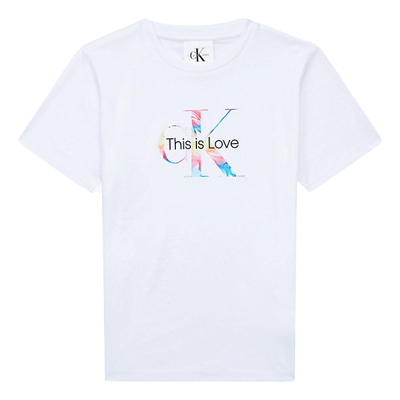 Shop Calvin Klein Junior White T-shirt This Is Love In Bianco