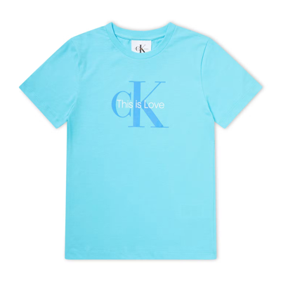 Shop Calvin Klein Junior Sky-blue T-shirt This Is Love In Cielo