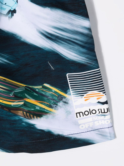 Molo Patterned Drawstring Swim Shorts In Blu
