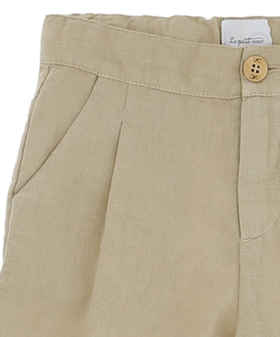 Shop Le Petit Coco Linen Blend Trousers In Beige