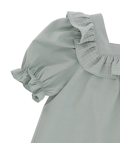 Le Petit Coco Green Blouse With Ruffles In Verde
