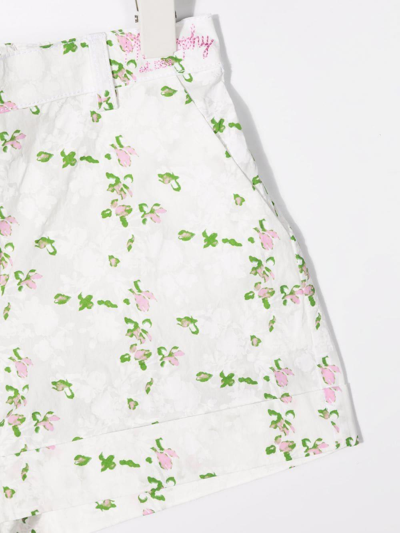 Philosophy Di Lorenzo Serafini Shorts With Floral Print And Embroidery In Bianco