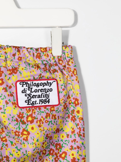 Philosophy Di Lorenzo Serafini Lilac Trousers With Floral Print In Fantasia